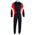 Sparco competition racing suit, black with red and white side panels and full front zip.
