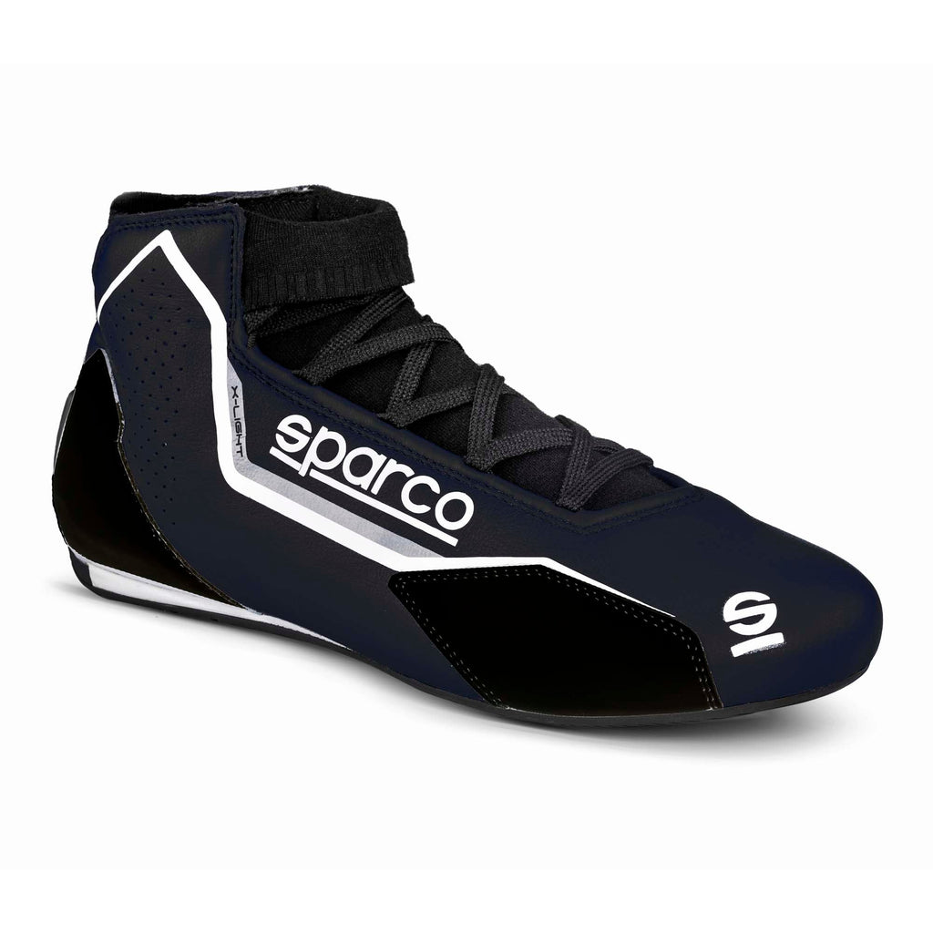 Dark navy and black race boot with sparco logo, lace-up