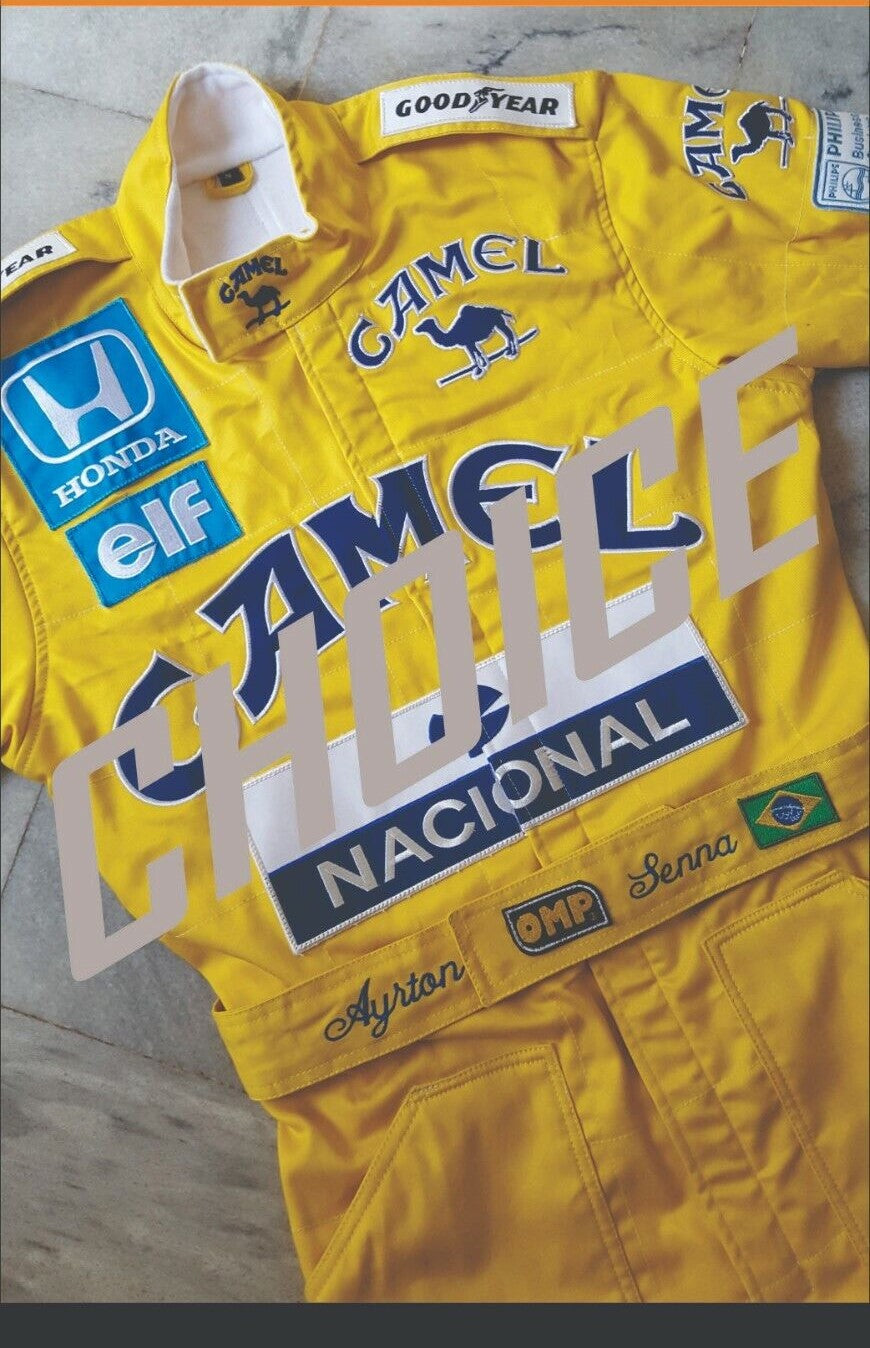 Ayrton Senna 1986 Camel Replica Embroidered patches Suit Endless Racewear
