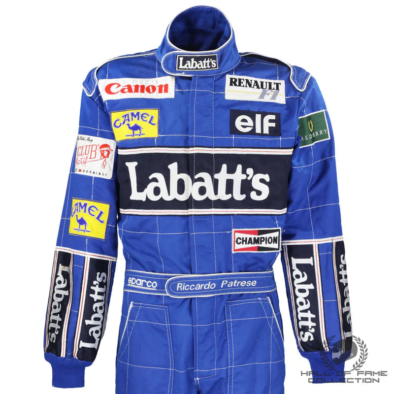 1992 Ricardo Patrese Race Used Williams Renault F1 Suit– Championship Season Endless Racegear