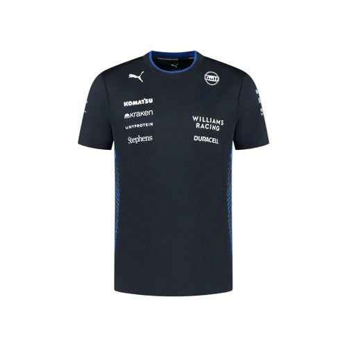 Dark navy Williams Racing F1 team T-shirt with sponsor logos on front