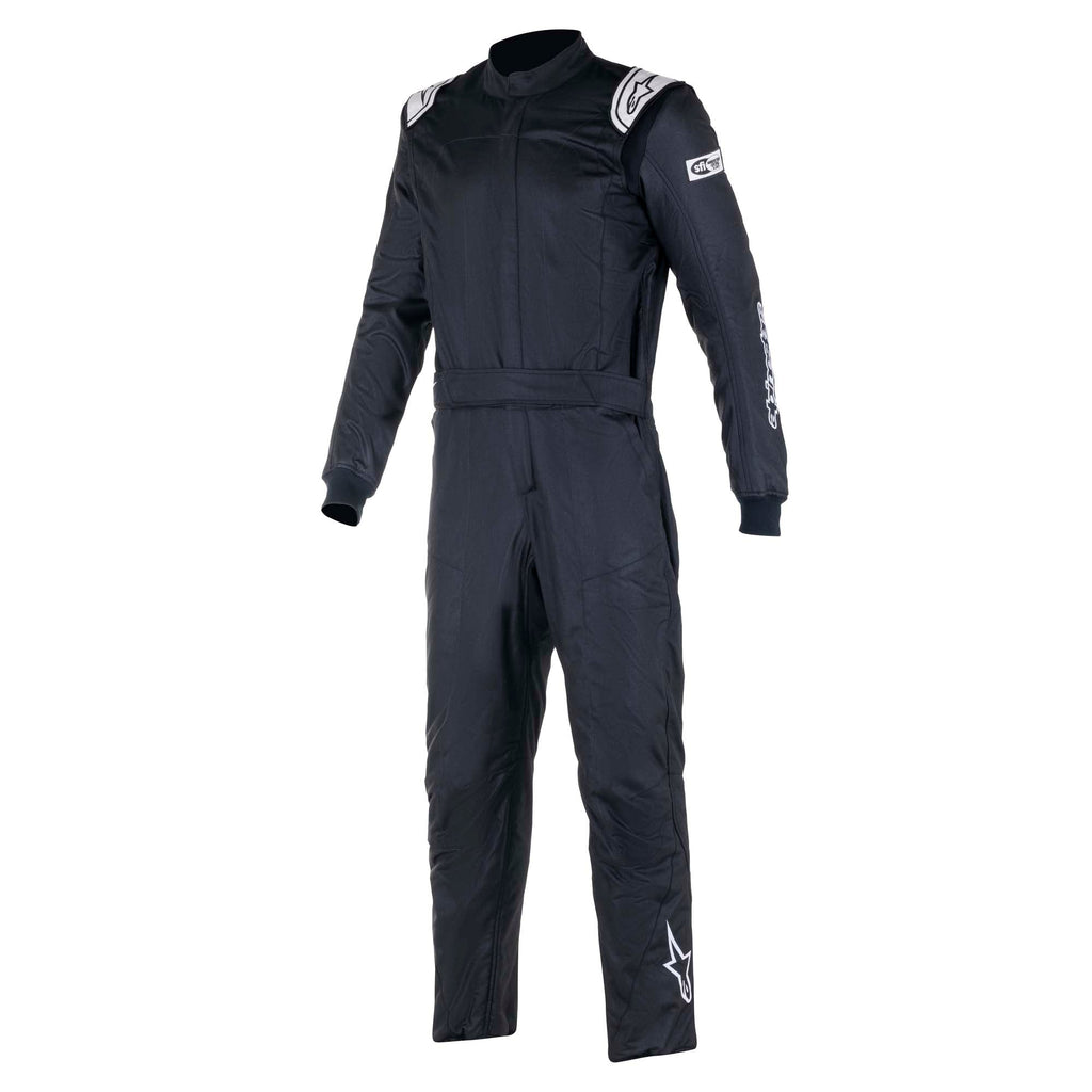 Alpinestars Atom racing suit in dark black with white logos, full zip