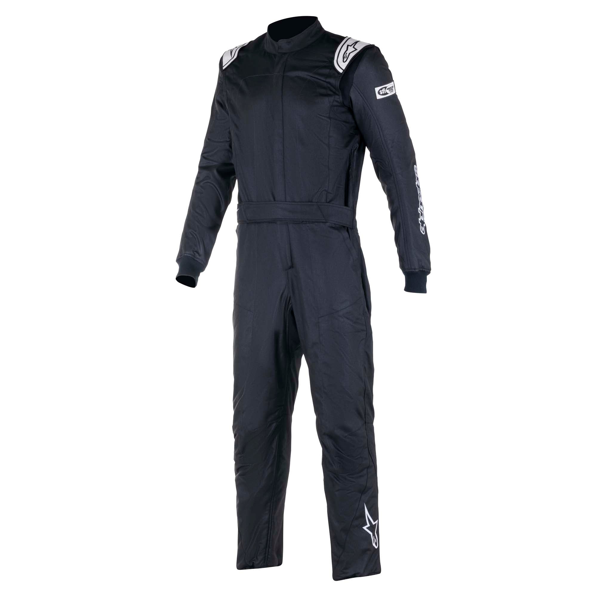 Alpinestars Atom racing suit in dark black with white logos, full zip