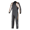 Alpinestars GP Race v2 boot-cut racing suit in dark gray with white and orange stripes