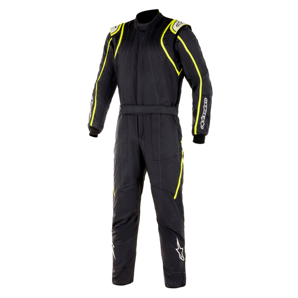 Alpinestars GP Race v2 boot-cut racing suit, black with neon yellow piping