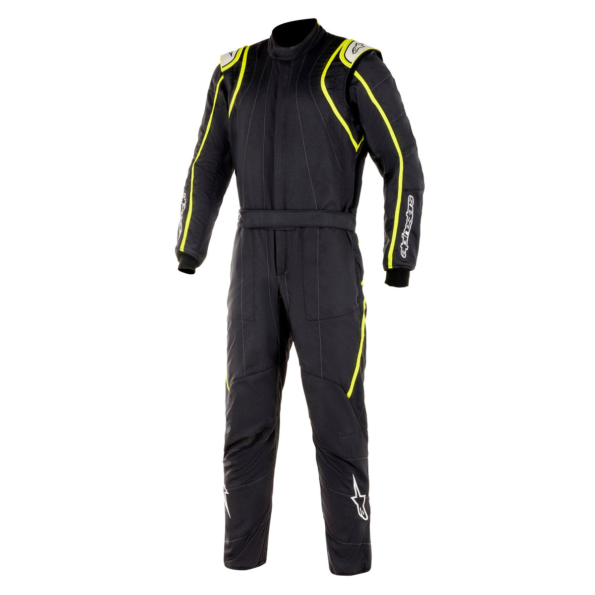 Alpinestars GP Race v2 boot-cut racing suit, black with neon yellow piping