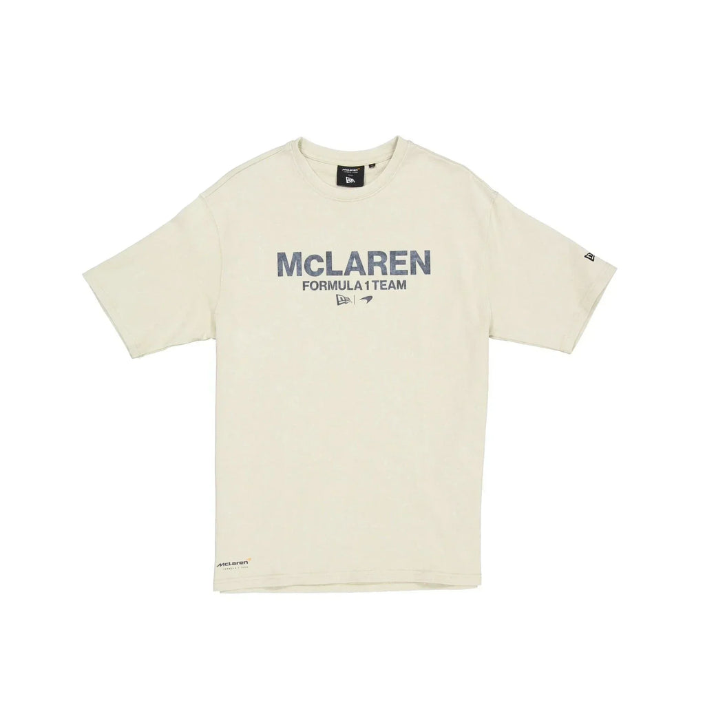 McLaren F1 x New Era Washed Logo T-Shirt - Stone/Black/White T-shirts McLaren-Castore XS Beige 