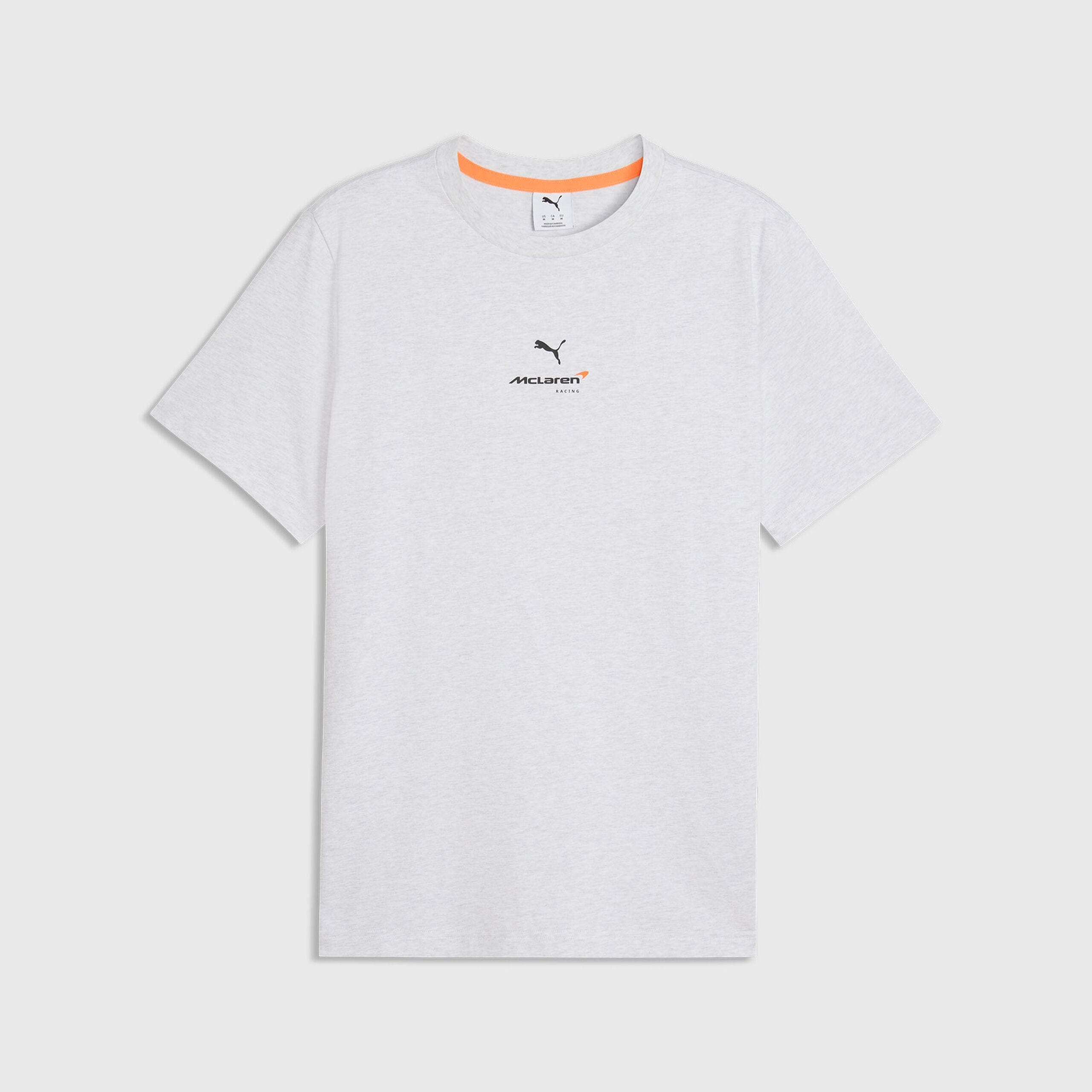 McLaren F1 Essentials Small Logo T-Shirt - Puma Black/Papaya/White Glow Heather T-shirts McLaren XS White 