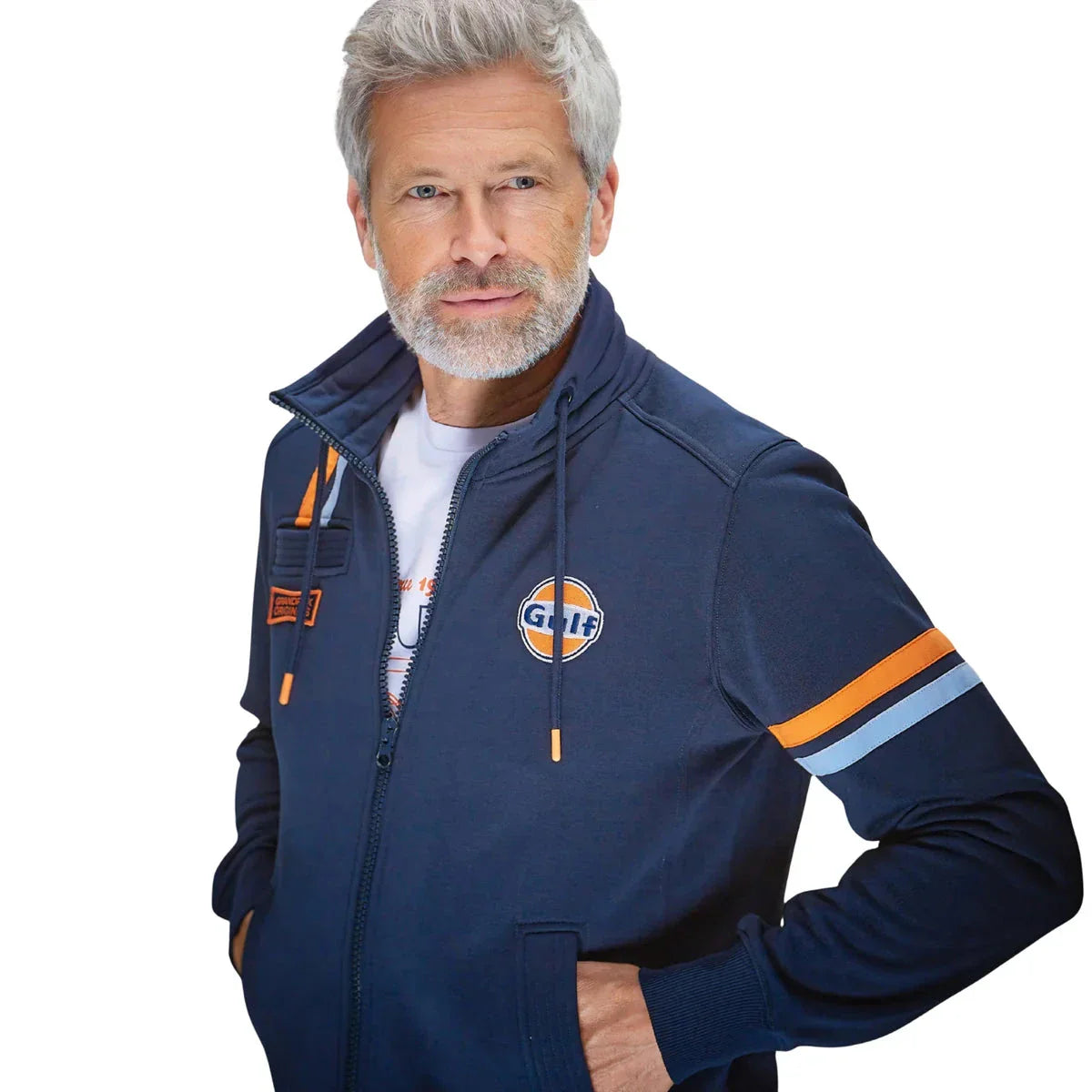 GrandPrix Originals Men's Gulf Hybrid Full Zip Jacket - Light Blue/Navy Jackets GrandPrix Originals USA S Navy 