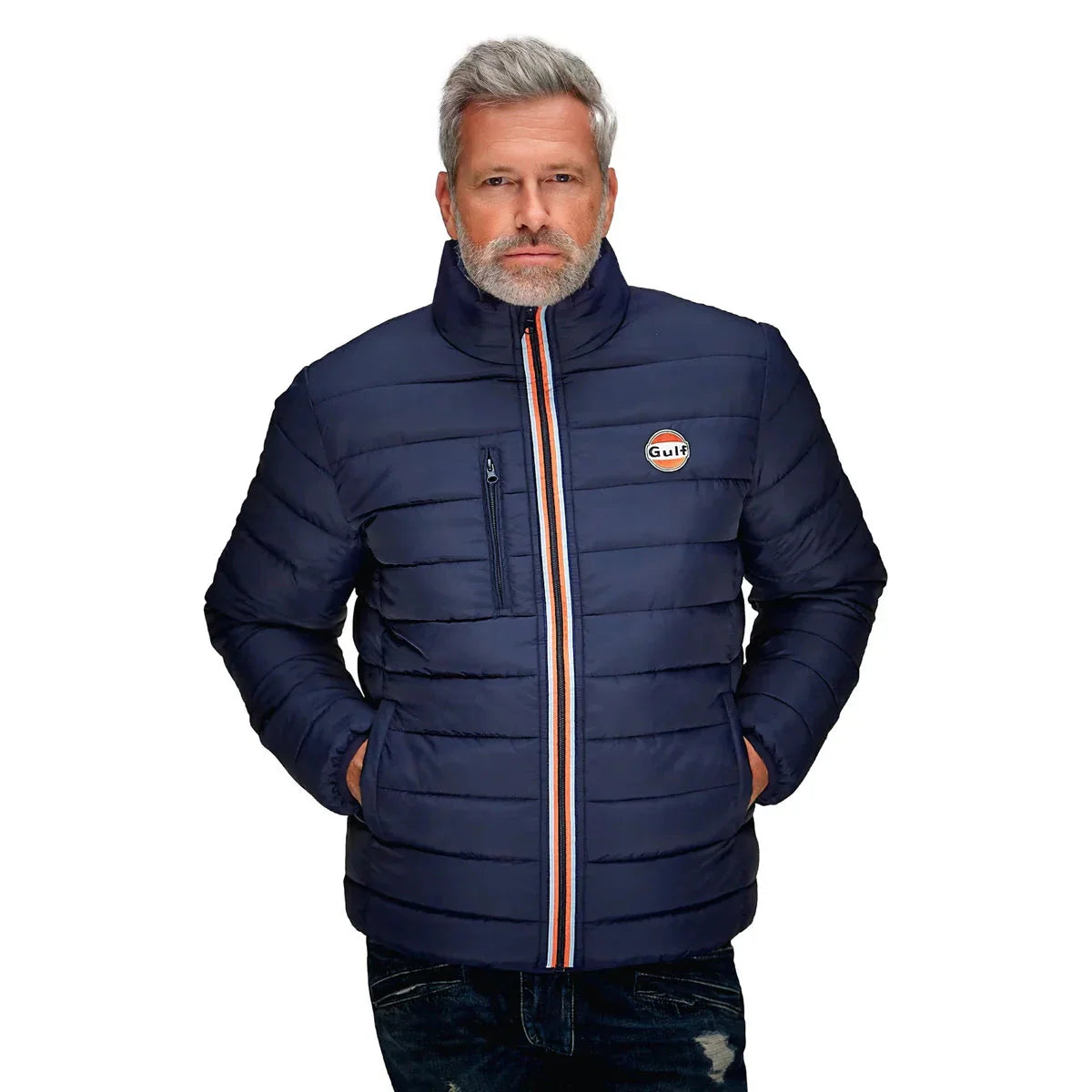 GrandPrix Originals Men's Gulf Reversible Puffer Jacket- Gulf Blue/Navy