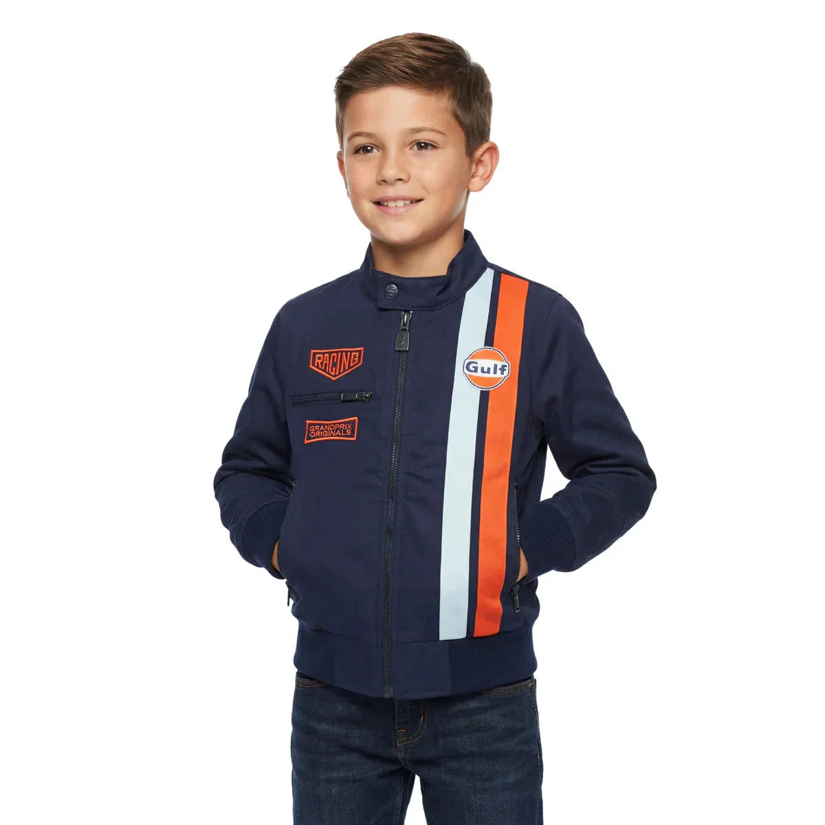 GrandPrix Originals Kids Gulf Roadmaster Bomber Jacket - Youth Navy
