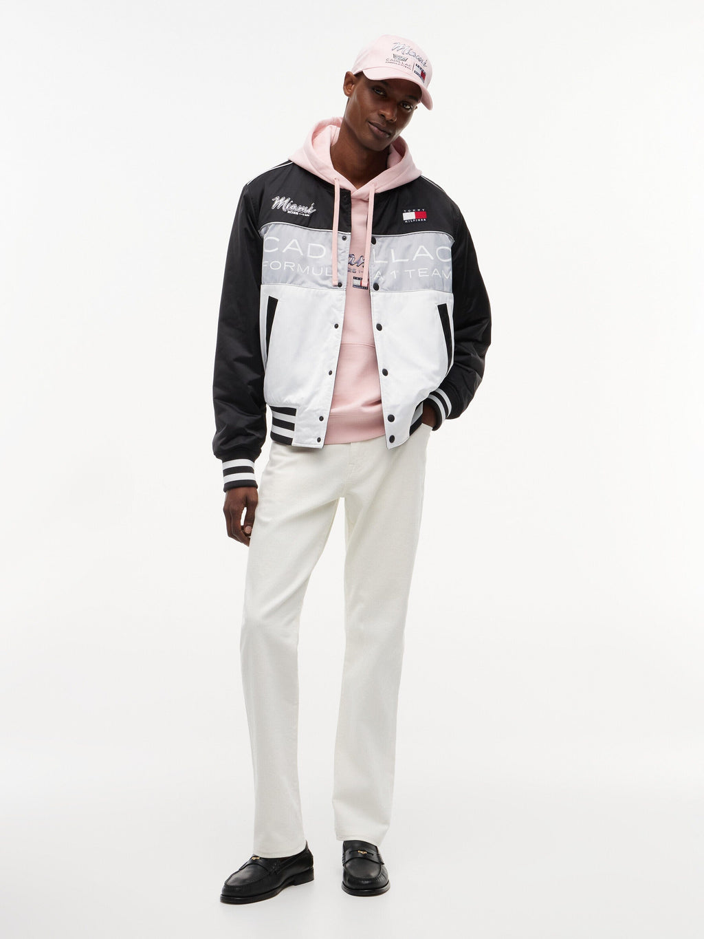 Cadillac F1 Racing Special Edition Miami GP Varsity Jacket - White/Black