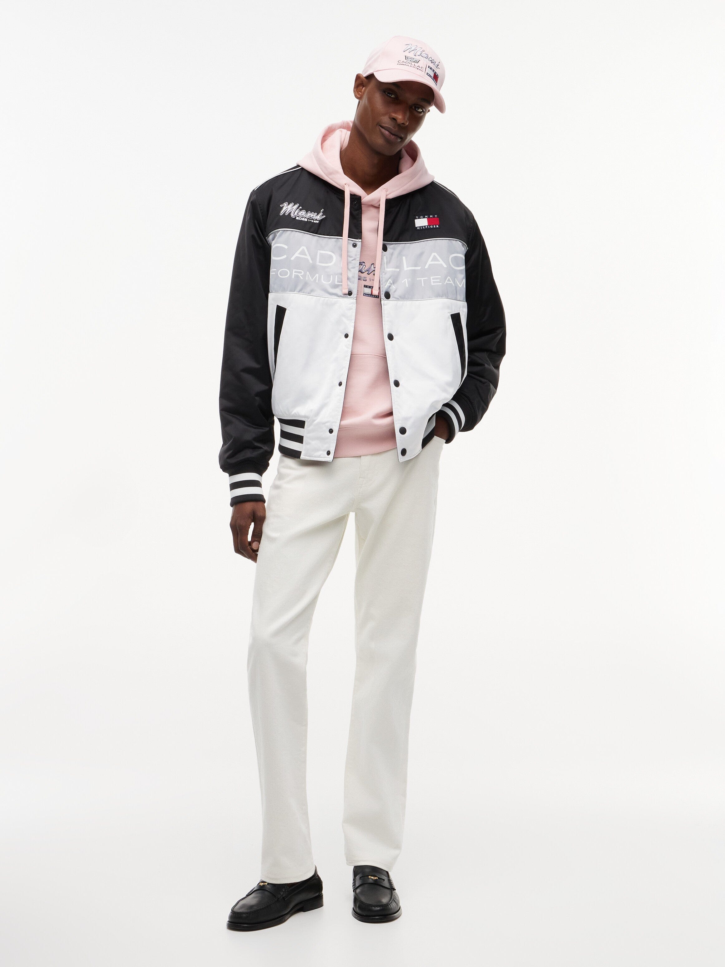 Cadillac F1 Racing Special Edition Miami GP Varsity Jacket - White/Black
