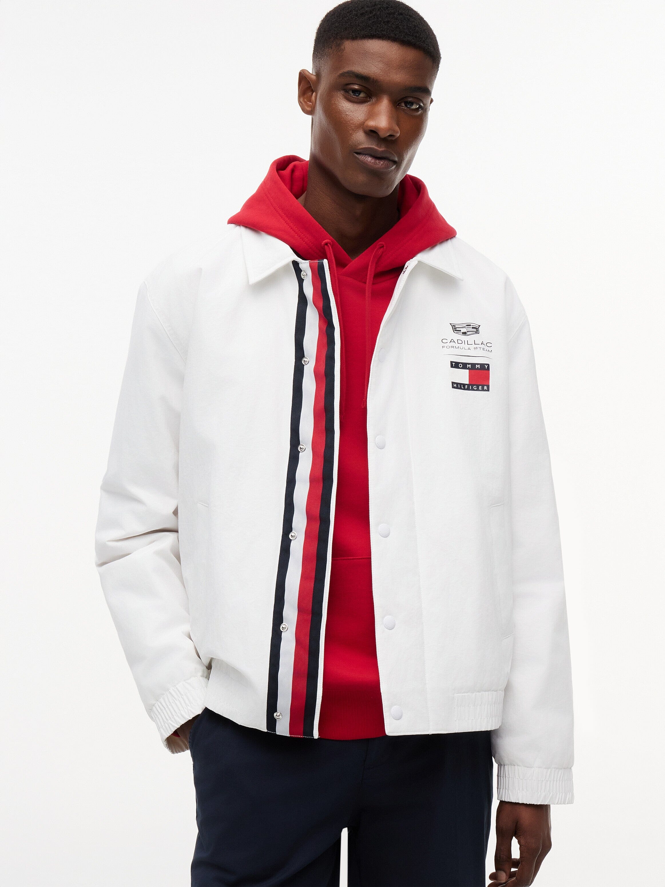 Cadillac F1 Racing Chevron Coach Jacket - White