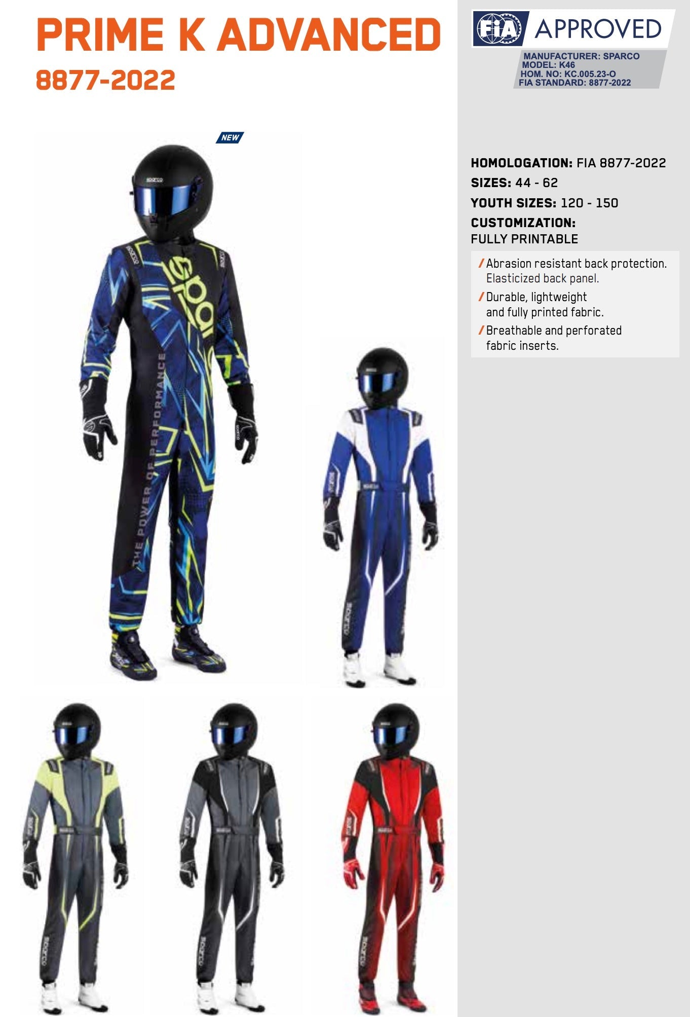 Sparco Prime-K Advanced Kart Racing Suit | FIA 8877-2022 Endless Racewear