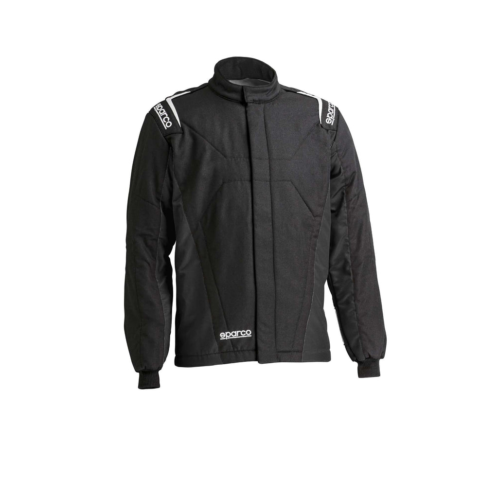 Sparco Stint racing jacket in black, stand collar with full zip front