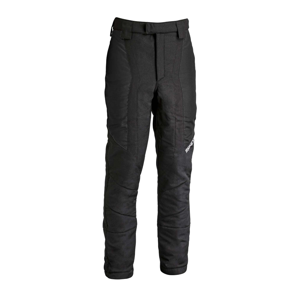 Racing pants, solid black with zip fly and stitched knee panels