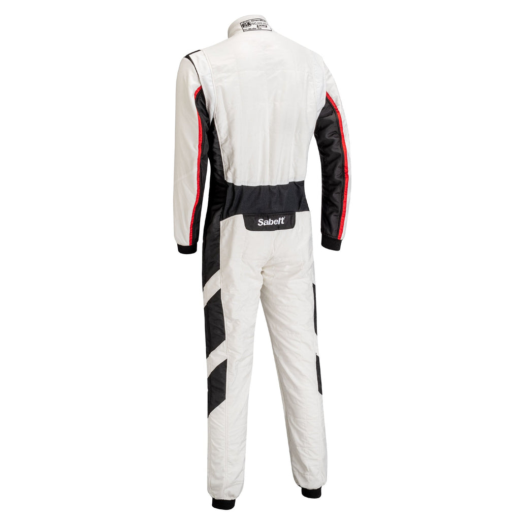 Sabelt Universe TS-8 racing suit, white back view with black sleeves and panels