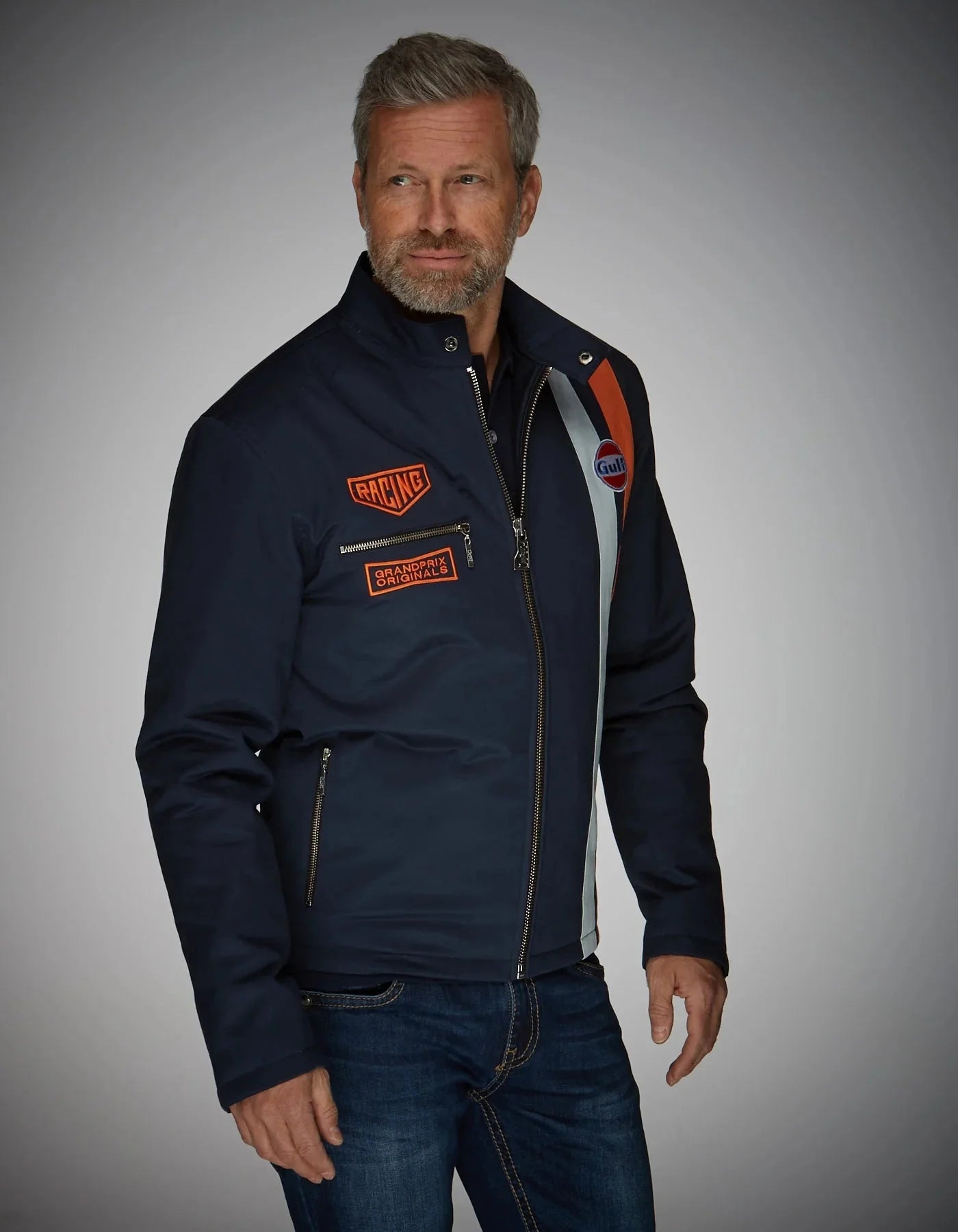 GrandPrix Originals Men's Roadmaster Cotton Jacket - Navy/Sand