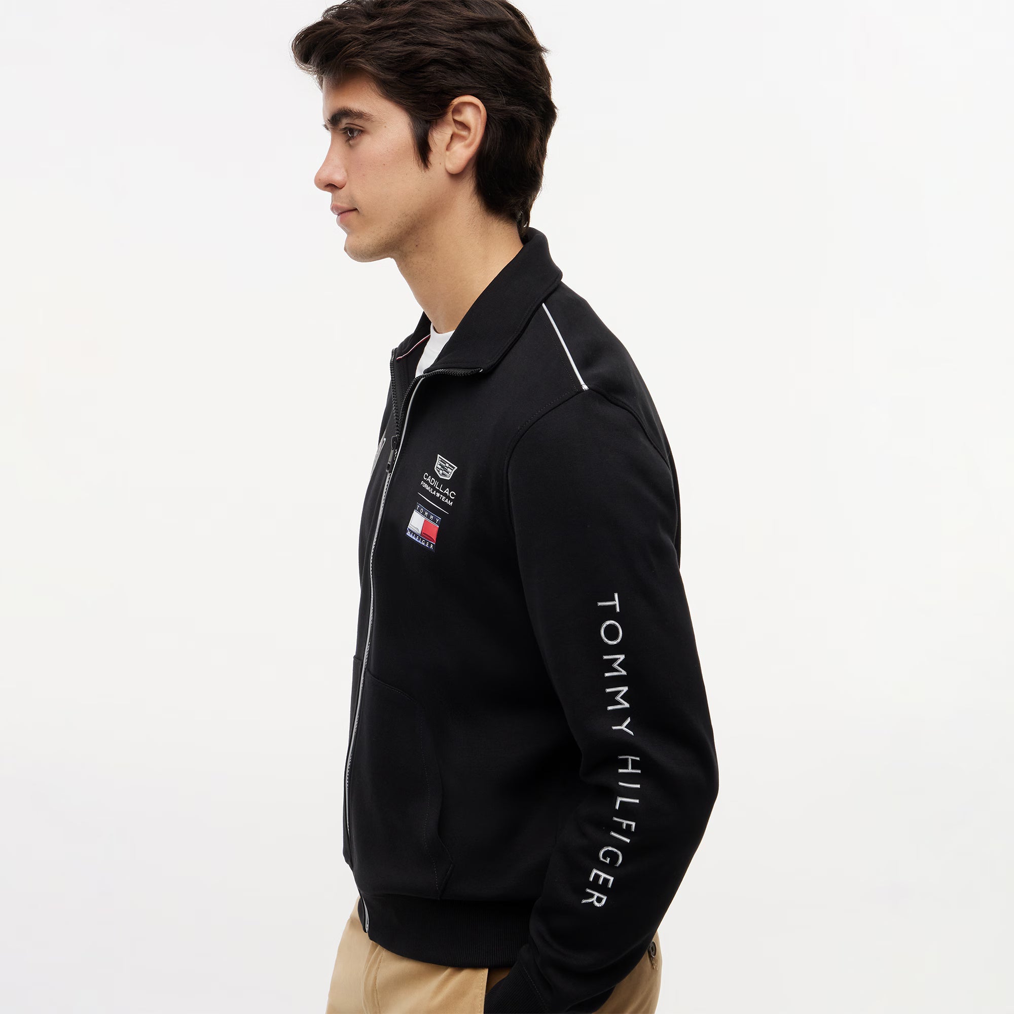Cadillac F1 Racing Script Fill Zip Track Jacket - Black