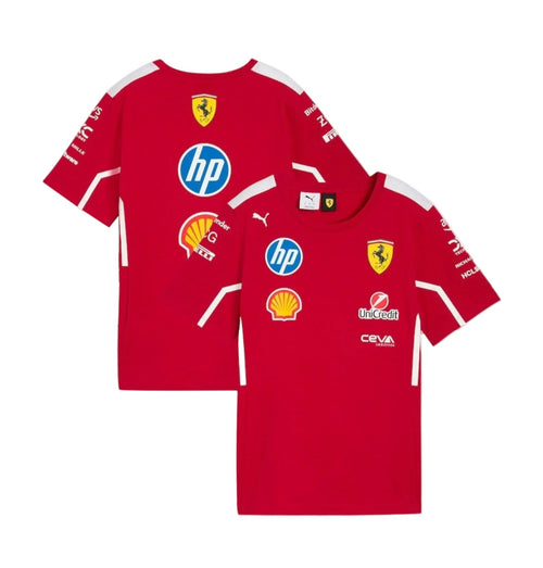 Red Ferrari F1 replica T-shirt with hp, Shell and Scuderia Ferrari crest logos