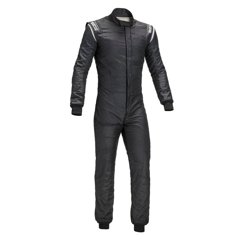 Sparco Superleggera RS-9.1 racing suit, black front zipper, stand collar, full sleeves